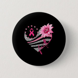 Womens Sunflower Pink Ribbon Faith Breast Cancer A 6 Cm Round Badge