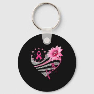 Womens Sunflower Pink Ribbon Faith Breast Cancer A Key Ring