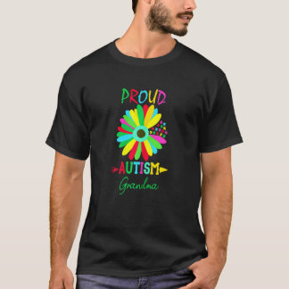 Womens Sunflower Proud Autism Grandma Autism Aware T-Shirt