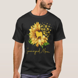 Womens Sunflower Samoyed Mum Dog T-Shirt