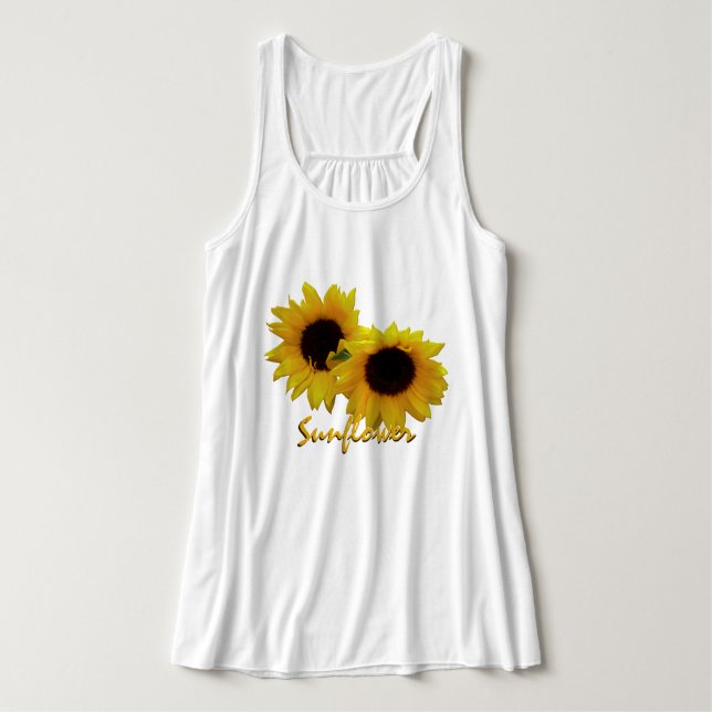 Women's Sunflower Tank Top Custom Sunflower Shirt (Design Front)