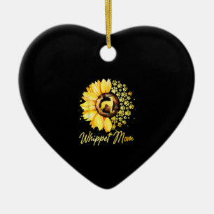 Womens Sunflower Whippet Mum Dog Lover Gift Ceramic Tree Decoration