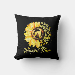 Womens Sunflower Whippet Mum Dog Lover Gift Cushion