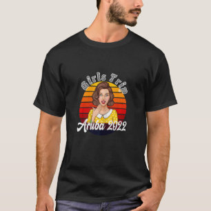 Womens Sunset Retro Girls Trip Aruba 2022 Travel V T-Shirt