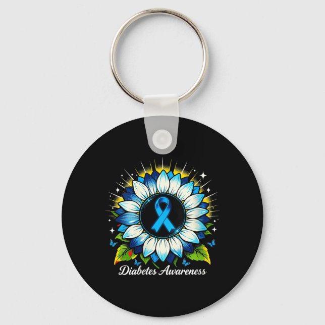 Womens Suower Diabetes Awareness Design Key Ring (Front)