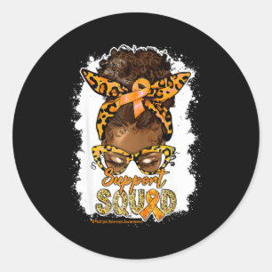 Womens Support Squad Afro Messy Bun Leopard Ms Awa Classic Round Sticker