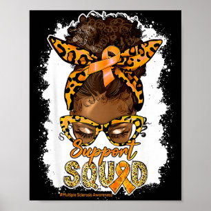 Womens Support Squad Afro Messy Bun Leopard Ms Awa Poster