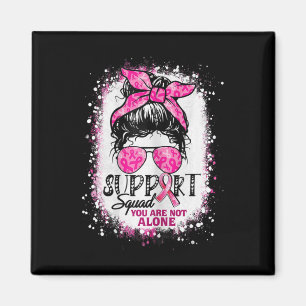 Womens Support Squad Messy Bun Pink Warrior Breast Magnet