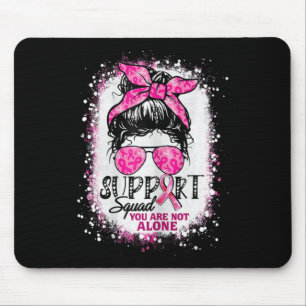 Womens Support Squad Messy Bun Pink Warrior Breast Mouse Pad