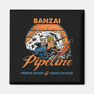 Womens Surfing Banzai peline North Shore Oahu Magnet