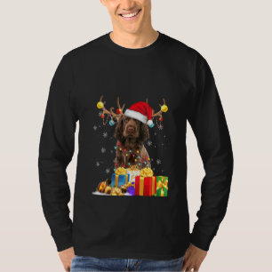 Womens Sussex Spaniel Dog Reindeer Santa Hat Dogs  T-Shirt