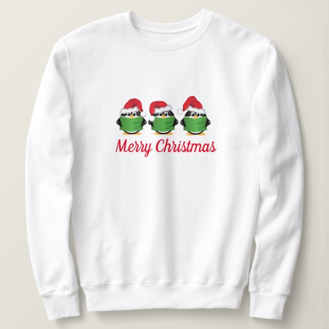 Women's Sweatshirt Holiday Penguin Carolers (Design Front)