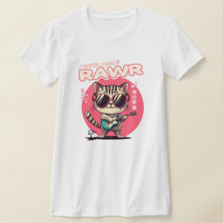 Women's Sweatshirt -Rock & Rawr Funny Kawaii Cat T-Shirt