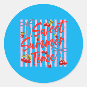 Womens Sweet Summer Time Cute Cherry Coquette Classic Round Sticker