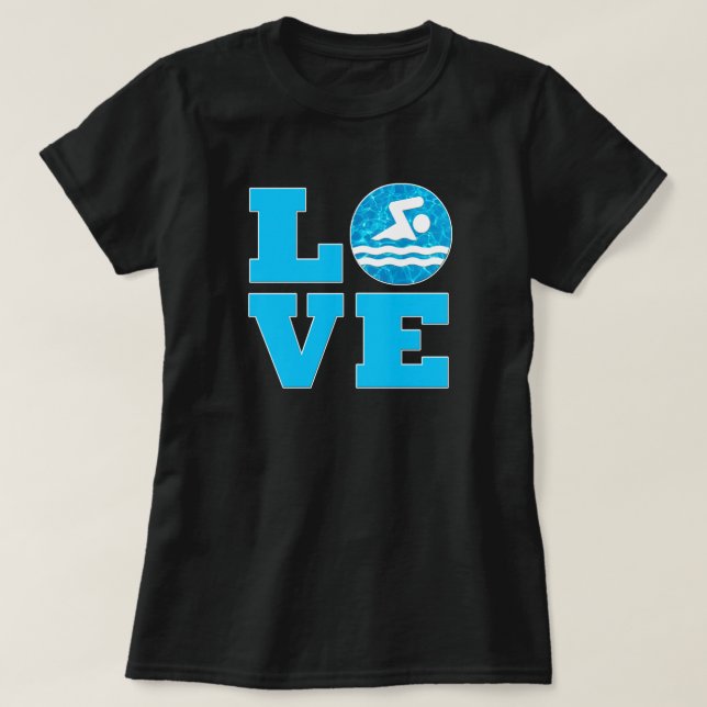 Women's Swim LOVE Swimming & Diving Swimmer's T-Shirt (Design Front)