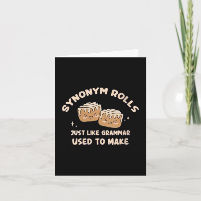 Womens Synonym Rolls Joke Cinnamon Rolls Grammar P Card (Front)