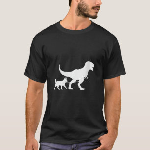 Womens T Rex Walking a Dog Funny Australian Cattle T-Shirt