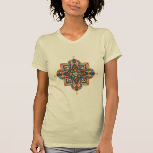 Women's t-shirt geometric mandala in peach orange 