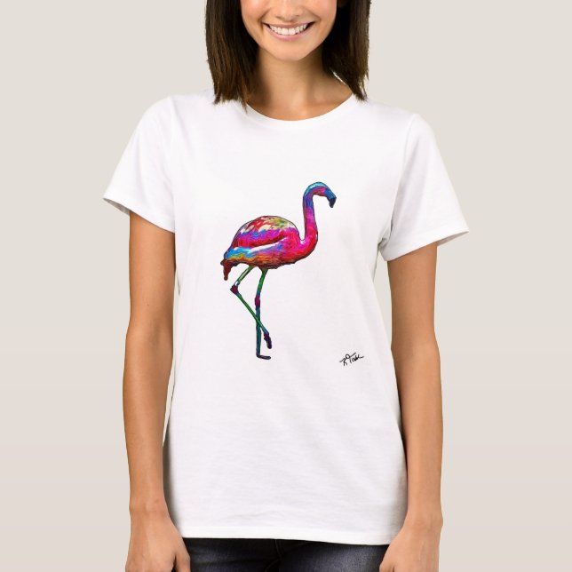 Women's T-Shirt of an abstract flamingo (Front)