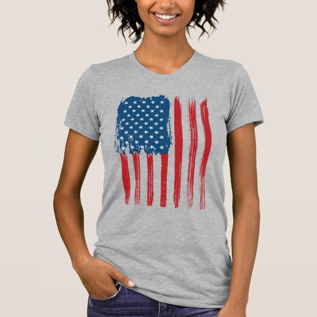 Women's T-Shirt-Patriotic Flag T-Shirt (Front)