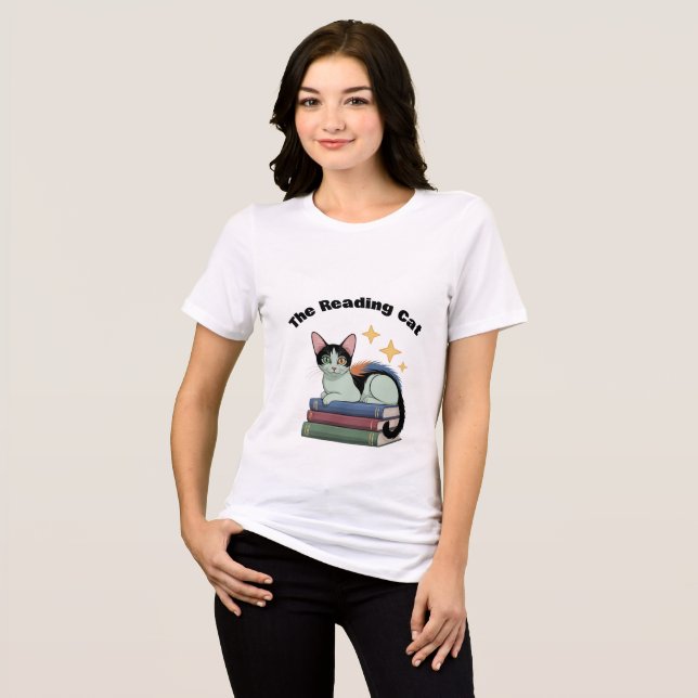 Women's T-shirt - The Reading Cat Tri-Blend Shirt (Front Full)
