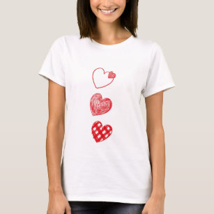 Women's T-shirt with hand-painted hearts, elegant 
