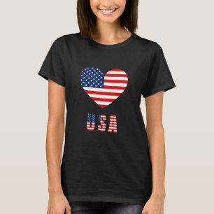 Women's T-Shirt with USA Flag Heart Design