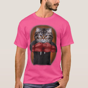 Womens Tabby Cat As Boxing Champion In Boxer Glove T-Shirt