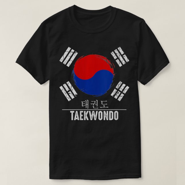 Womens Taekwondo Hangul Characters Black Belt Trai T-Shirt (Design Front)