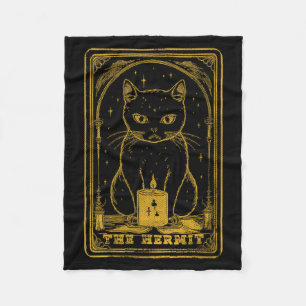 Womens Tarot Halloween Black Cat The Hermit Tarot Fleece Blanket
