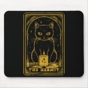 Womens Tarot Halloween Black Cat The Hermit Tarot Mouse Pad