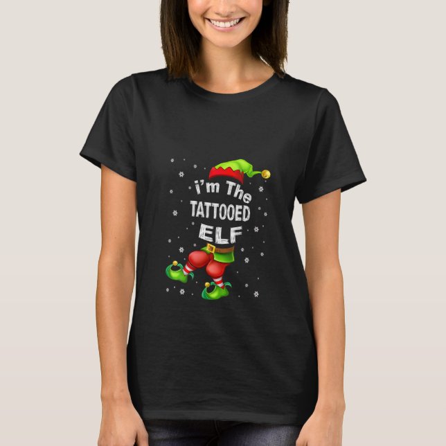 Womens Tattooed Elf Matching Family Group Christma T-Shirt (Front)