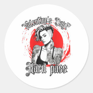 Womens Tattooed Single Woman Anti Valentine’s Day Classic Round Sticker