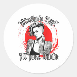 Womens Tattooed Single Woman Inked Woman For Anti  Classic Round Sticker