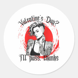 Womens Tattooed Single Woman Inked Woman For Anti Classic Round Sticker