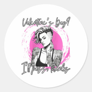 Womens Tattooed Single Woman Inked Woman For Anti  Classic Round Sticker