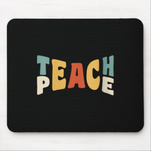 Womens Teach Peace Retro Teacher Motivational Educ Mouse Pad