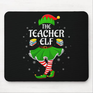 Womens Teacher Elf Christmas Family Girls Women El Mouse Pad