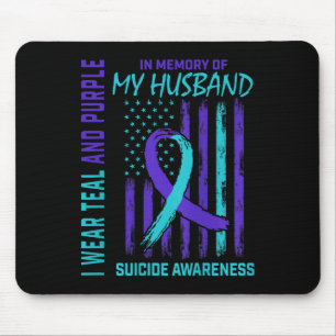 Womens Teal Purple Ribbon Suicide Awareness Flag H Mouse Pad