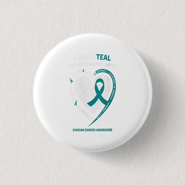 Womens Teal Ribbon Ovarian Cancer Awareness Gifts 3 Cm Round Badge (Front)