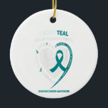 Womens Teal Ribbon Ovarian Cancer Awareness Gifts Ceramic Tree Decoration<br><div class="desc">Womens Teal Ribbon Ovarian Cancer Awareness Gifts</div>