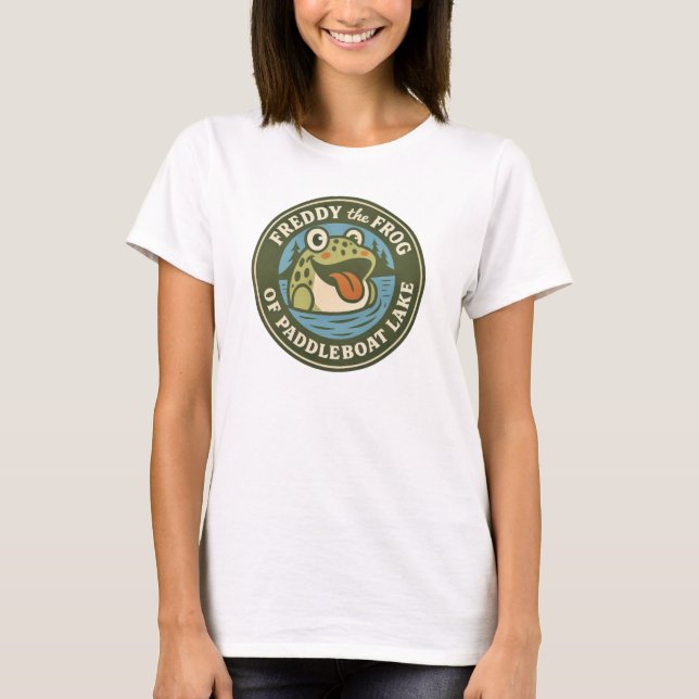 Women's Tee Freddy the Frog on Paddleboat Lake (Front)