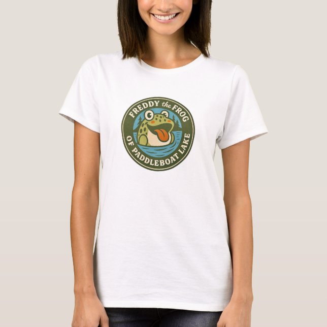 Women's Tee Freddy the Frog on Paddleboat Lake (Front)