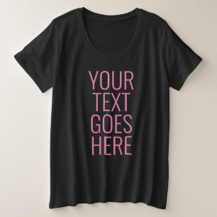Womens Template Pink Black Large Big Plus Size T-Shirt