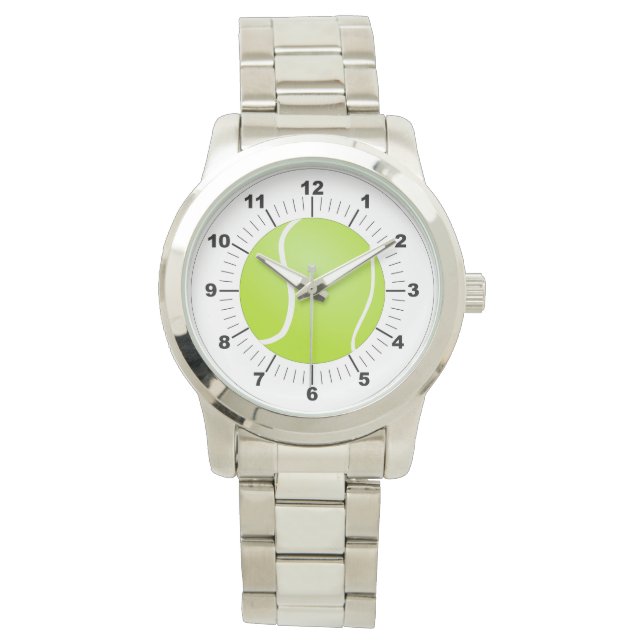 Women's Tennis Ball Oversized Silver Watch (Front)