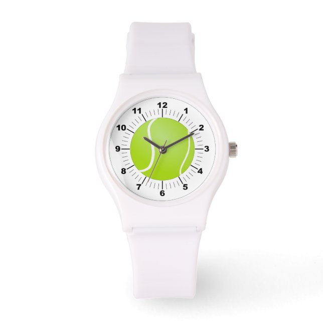 Women's Tennis Ball Sporty White Silicon Watch (Front)