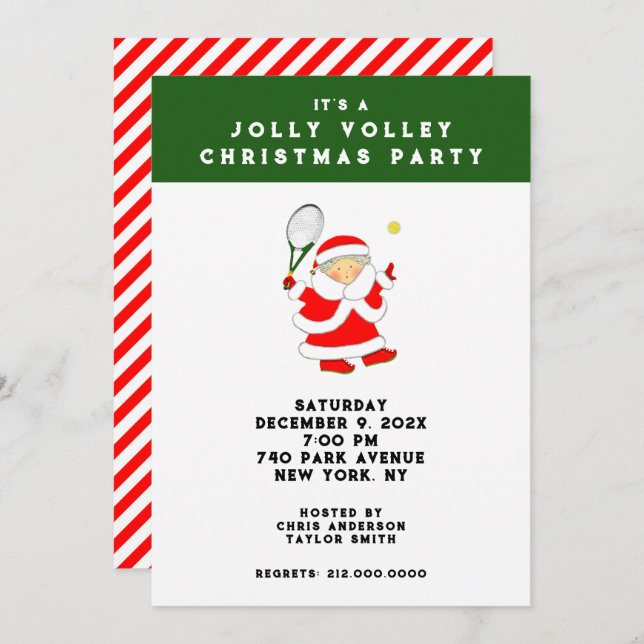 Women's Tennis Holiday Party Invitation (Front/Back)