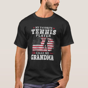 Womens Tennis Player Calls Me Grandma Usa Flag Mot T-Shirt