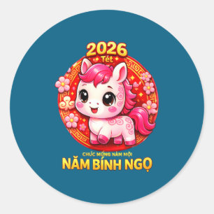Women's tet 2026 chuc mung nam moi xuan binh ngo classic round sticker