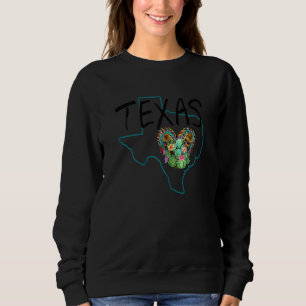 Womens Texas State Map Pride Heart Cactus Vintage Sweatshirt
